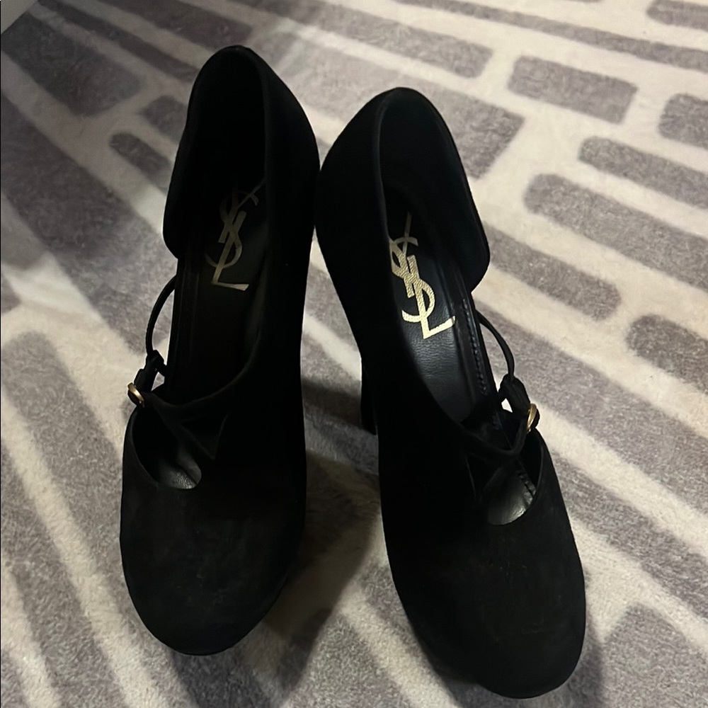 Yves Saint Laurent Black Suede Heels